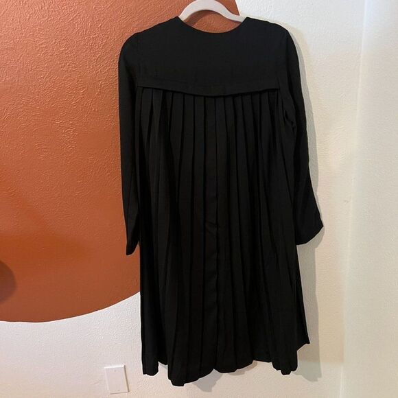 H&M long sleeve black dress swing style fitted sleeve pleated button down size 2 - Picture 6 of 7